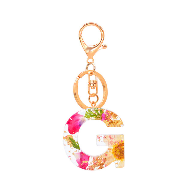 Brelok z suszonym angielskim kwiatem, wzór Daisychain z literami alfabetu, biżuteria dla kobiet - Wianko - 6