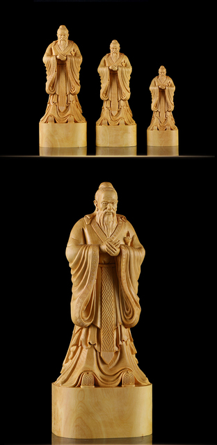 Figurka Konfucjusza - drewniana statua chińskiego mistrza, symbol tradycyjnej kultury - Wianko - 11
