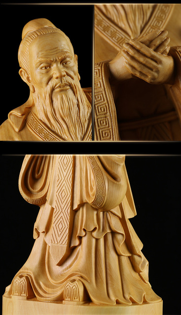 Figurka Konfucjusza - drewniana statua chińskiego mistrza, symbol tradycyjnej kultury - Wianko - 15