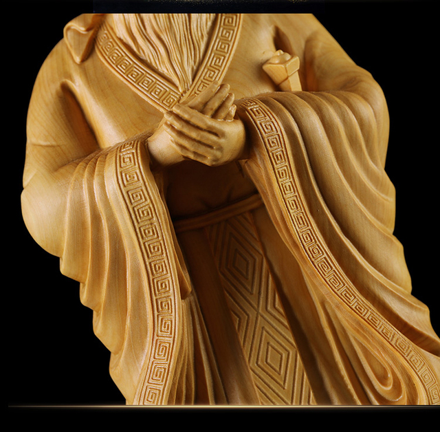 Figurka Konfucjusza - drewniana statua chińskiego mistrza, symbol tradycyjnej kultury - Wianko - 14