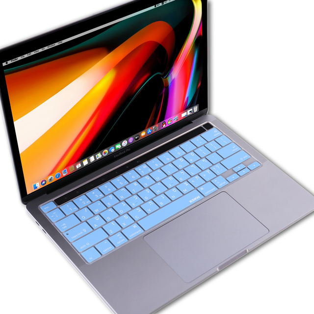 Osłona klawiatury XSKN hebrajska, czarna, niebieska, różowa, silikonowa skóra dla MacBooka Pro 16 z Touch ID i dotykowym paskiem - Wianko - 13
