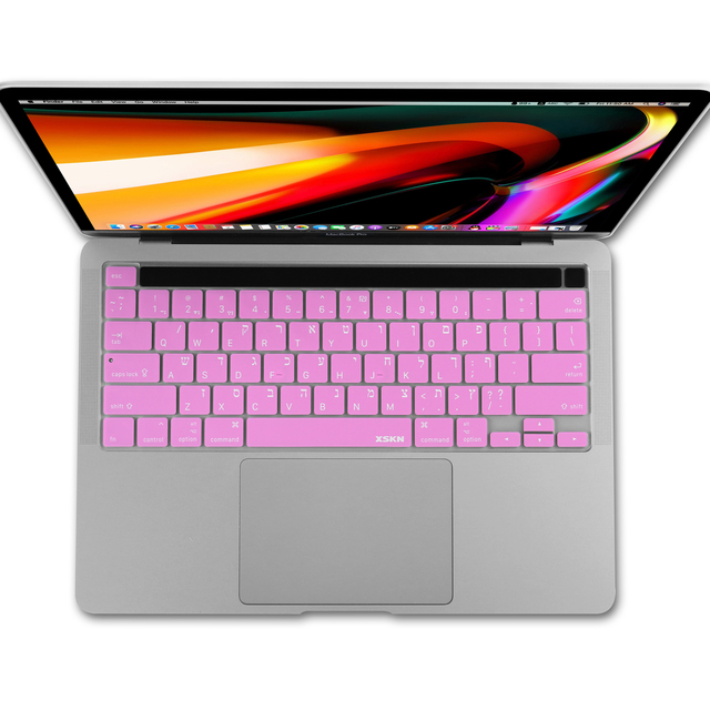 Osłona klawiatury XSKN hebrajska, czarna, niebieska, różowa, silikonowa skóra dla MacBooka Pro 16 z Touch ID i dotykowym paskiem - Wianko - 6