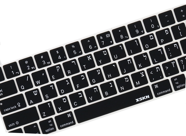 Osłona klawiatury XSKN hebrajska, czarna, niebieska, różowa, silikonowa skóra dla MacBooka Pro 16 z Touch ID i dotykowym paskiem - Wianko - 3