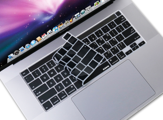 Osłona klawiatury XSKN hebrajska, czarna, niebieska, różowa, silikonowa skóra dla MacBooka Pro 16 z Touch ID i dotykowym paskiem - Wianko - 4