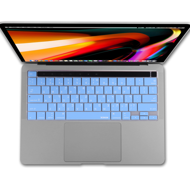Osłona klawiatury XSKN hebrajska, czarna, niebieska, różowa, silikonowa skóra dla MacBooka Pro 16 z Touch ID i dotykowym paskiem - Wianko - 10