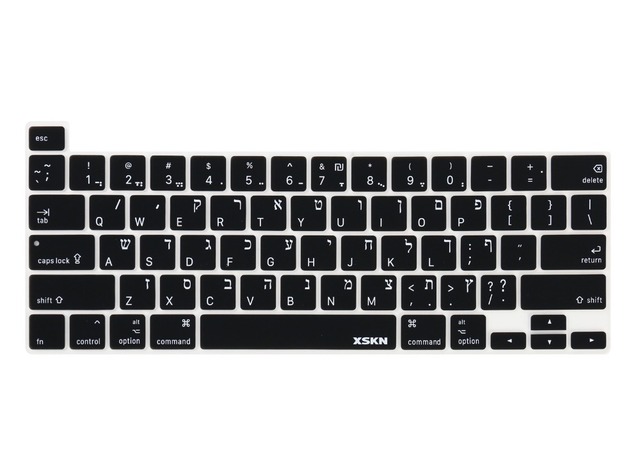 Osłona klawiatury XSKN hebrajska, czarna, niebieska, różowa, silikonowa skóra dla MacBooka Pro 16 z Touch ID i dotykowym paskiem - Wianko - 1