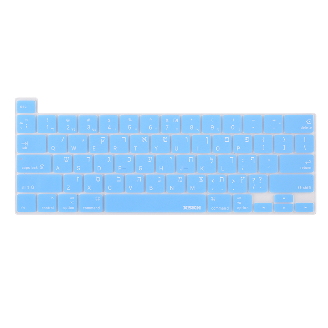 Osłona klawiatury XSKN hebrajska, czarna, niebieska, różowa, silikonowa skóra dla MacBooka Pro 16 z Touch ID i dotykowym paskiem - Wianko - 11