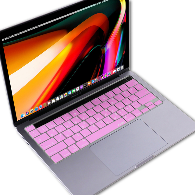 Osłona klawiatury XSKN hebrajska, czarna, niebieska, różowa, silikonowa skóra dla MacBooka Pro 16 z Touch ID i dotykowym paskiem - Wianko - 9