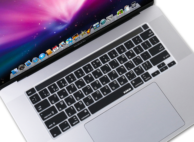Osłona klawiatury XSKN hebrajska, czarna, niebieska, różowa, silikonowa skóra dla MacBooka Pro 16 z Touch ID i dotykowym paskiem - Wianko - 2