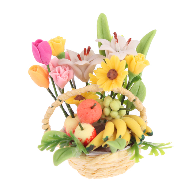 Miniaturowe akcesoria kwiaty kosz Mini koszyk na owoce kwiaty wystrój garnka zabawki ogrodowe donice i sadzarki dla domu dla lalek - 19 stylów - Wianko - 2
