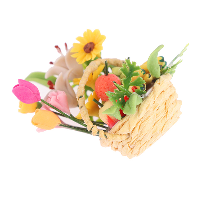 Miniaturowe akcesoria kwiaty kosz Mini koszyk na owoce kwiaty wystrój garnka zabawki ogrodowe donice i sadzarki dla domu dla lalek - 19 stylów - Wianko - 4