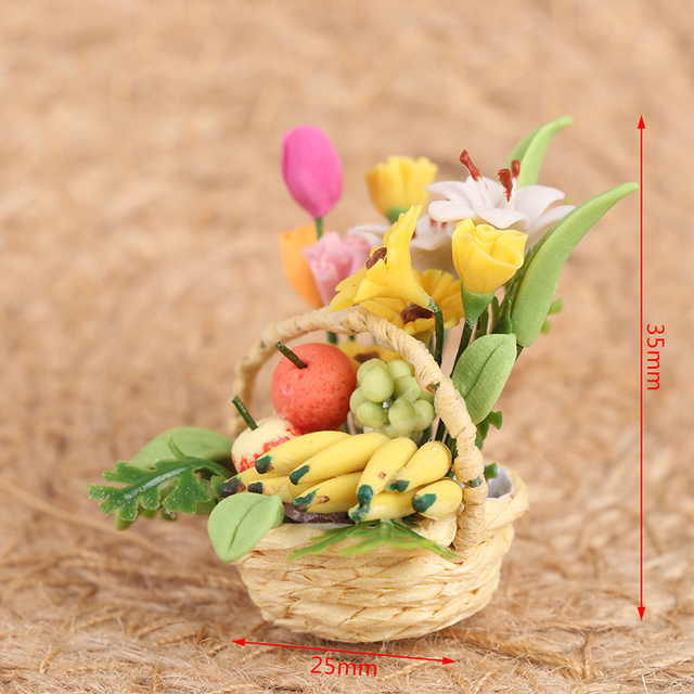 Miniaturowe akcesoria kwiaty kosz Mini koszyk na owoce kwiaty wystrój garnka zabawki ogrodowe donice i sadzarki dla domu dla lalek - 19 stylów - Wianko - 1