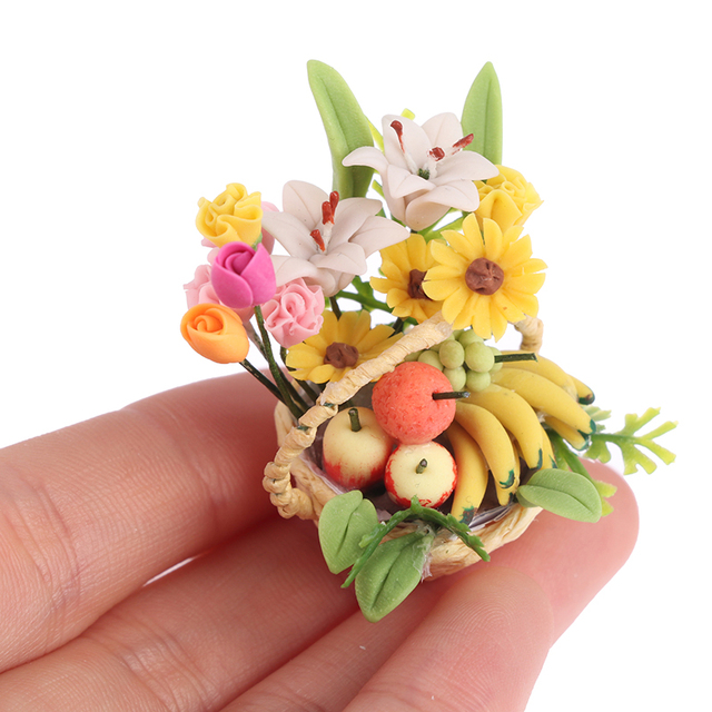 Miniaturowe akcesoria kwiaty kosz Mini koszyk na owoce kwiaty wystrój garnka zabawki ogrodowe donice i sadzarki dla domu dla lalek - 19 stylów - Wianko - 3