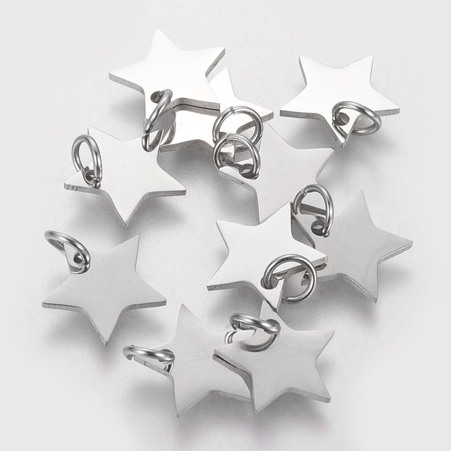 Wisiorek w kształcie małej gwiazdki z otwartym pierścieniem, wykonany z nierdzewnej stali - idealny do tworzenia biżuterii DIY (10 sztuk) - Wianko - 6