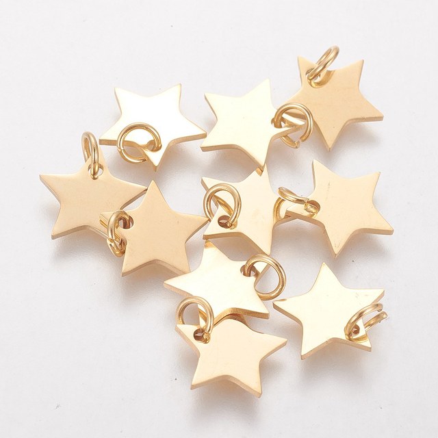 Wisiorek w kształcie małej gwiazdki z otwartym pierścieniem, wykonany z nierdzewnej stali - idealny do tworzenia biżuterii DIY (10 sztuk) - Wianko - 2