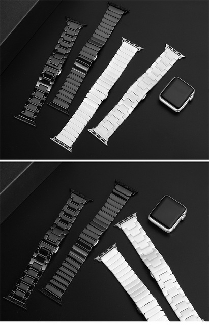 Pasek ceramiczny do Apple Watch 44mm40mm iwatch 42mm 38mm ze stali nierdzewnej - Wianko - 1
