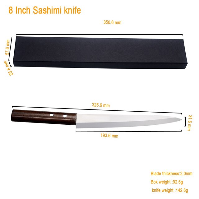 Japoński nóż kuchenny Sashimi 8 cali, bez podszewki, do łososia i sushi - Wianko - 1