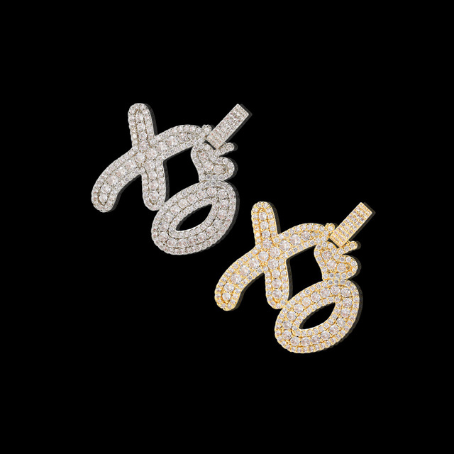 Naszyjnik z zawieszką w kształcie litery XO z miedzi cubic z cyrkoniami - biżuteria hip hop dla kobiet i mężczyzn - Wianko - 21