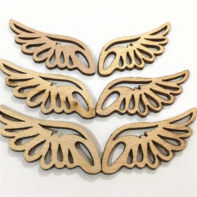 Drewniane plastry Angel Wings - 80 sztuk, bez otworu, kreatywne DIY akcesoria rzemieślnicze - Wianko - 4