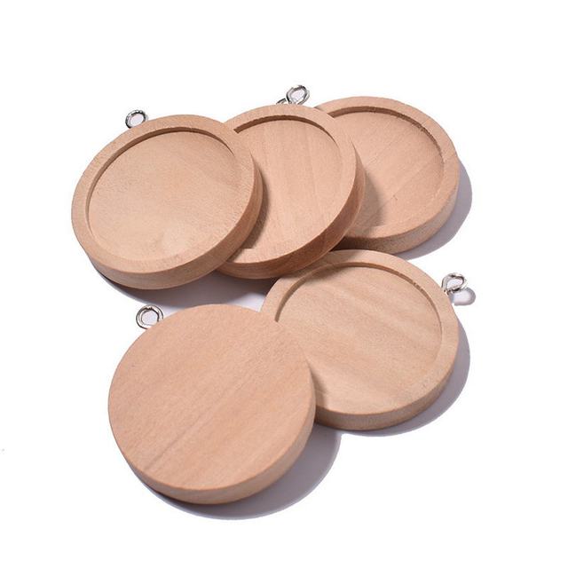 10 sztuk naturalnych drewnianych okrągłych podstawek do biżuterii - akcesoria ręcznie robione, wisiorki DIY, kolczyki, naszyjnik, ocena biżuterii - Wianko - 40