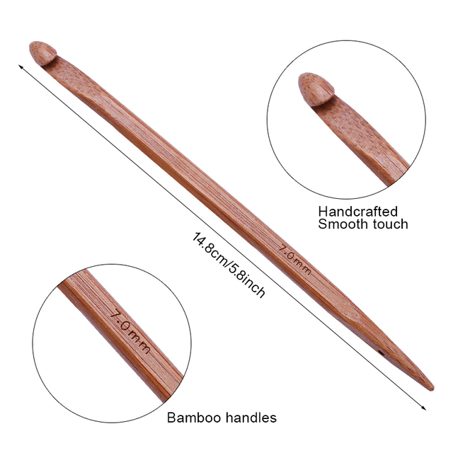Zestaw 7 sztuk szydełek do dziewiarstwa Nonvor - 4-7mm, wykonane z carbonized bambusa - Wianko - 3