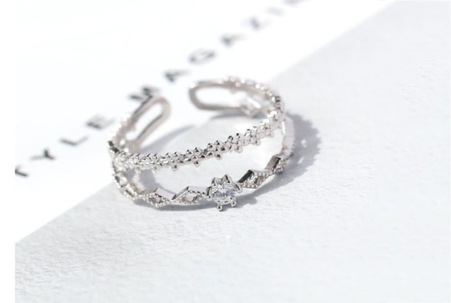 Pierścionki otwarte XIYANIKE 925 Sterling srebrne - kreatywna biżuteria ręcznie robiona, geometryczne trendy w stylu para ślubna, idealne na imprezę - Wianko - 3