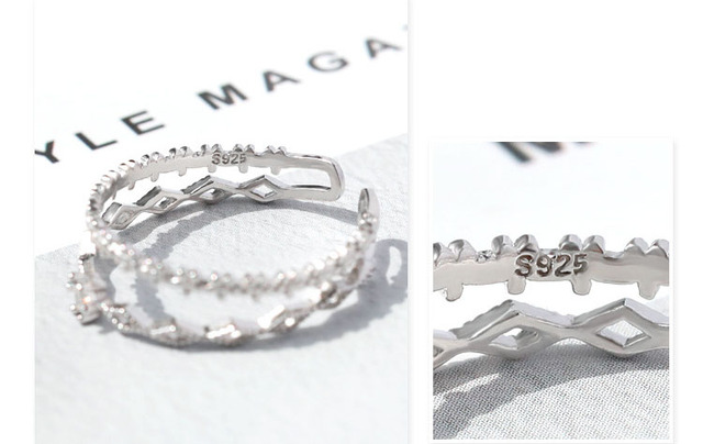 Pierścionki otwarte XIYANIKE 925 Sterling srebrne - kreatywna biżuteria ręcznie robiona, geometryczne trendy w stylu para ślubna, idealne na imprezę - Wianko - 4