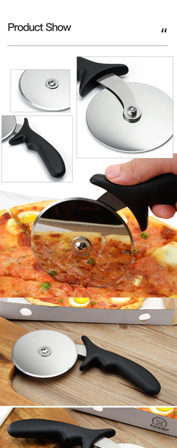 Nóż do pizzy PizzAtHome z gładką obrotową krawędzią, wykonany ze stali nierdzewnej - Wianko - 3