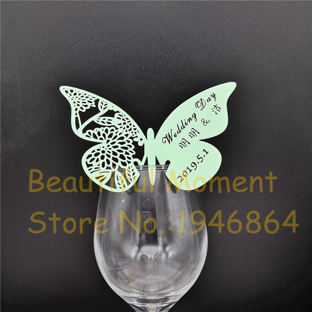 50 sztuk Butterfly karty na imprezę - lampka do wina z miejscem na nazwisko - ślub, urodziny, impreza, dekoracje - DIY - Wianko - 6