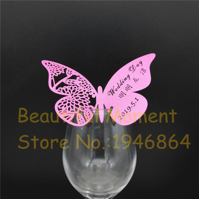 50 sztuk Butterfly karty na imprezę - lampka do wina z miejscem na nazwisko - ślub, urodziny, impreza, dekoracje - DIY - Wianko - 5