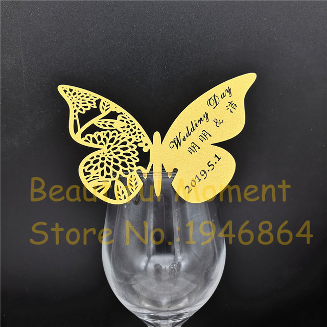 50 sztuk Butterfly karty na imprezę - lampka do wina z miejscem na nazwisko - ślub, urodziny, impreza, dekoracje - DIY - Wianko - 2