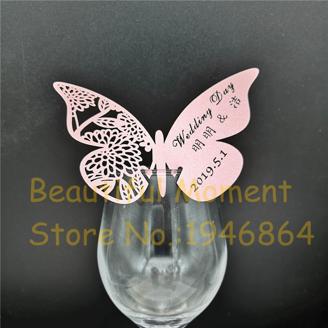 50 sztuk Butterfly karty na imprezę - lampka do wina z miejscem na nazwisko - ślub, urodziny, impreza, dekoracje - DIY - Wianko - 3