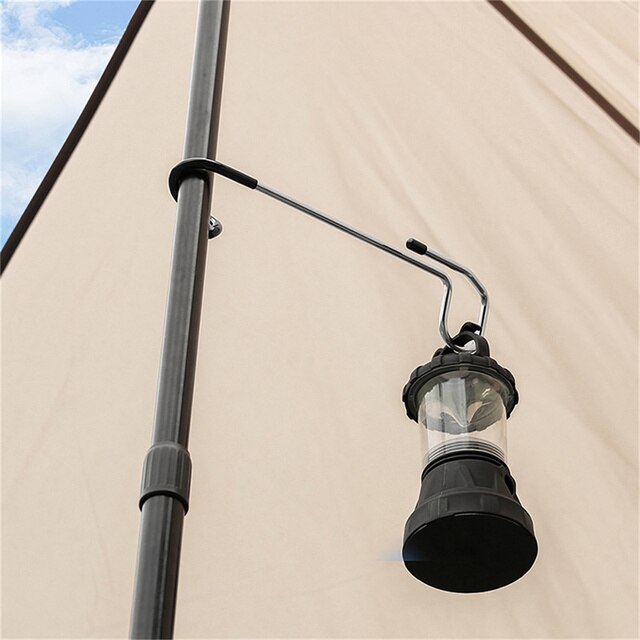 Przenośna lampa kempingowa z haczykiem na zewnątrz do namiotu - antypoślizgowa, dwukierunkowa spiralna metalowa konstrukcja - Wianko - 4