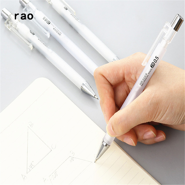 Mechaniczny ołówek szkolny biurowy z przyciskiem, przezroczysty i biały - Wianko - 2