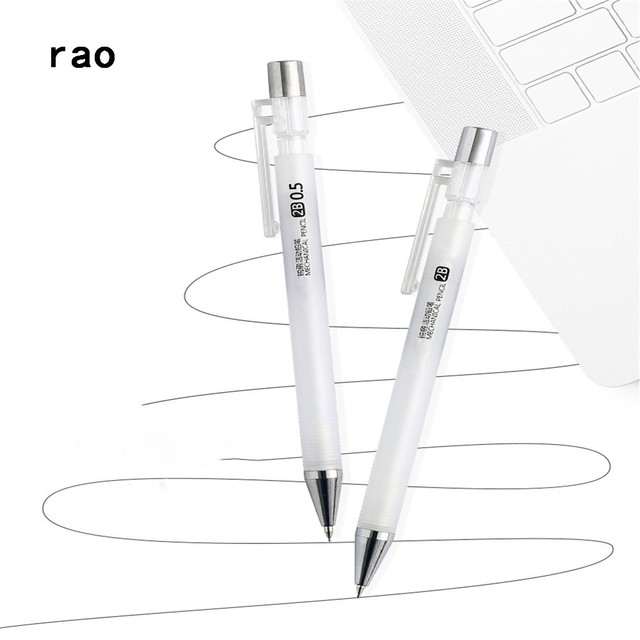 Mechaniczny ołówek szkolny biurowy z przyciskiem, przezroczysty i biały - Wianko - 1