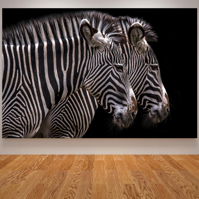 Plakat ściany z nadrukiem zwierząt - Płótno artystyczne kot, nosorożec, zebra, lew, słoń - Wianko - 4