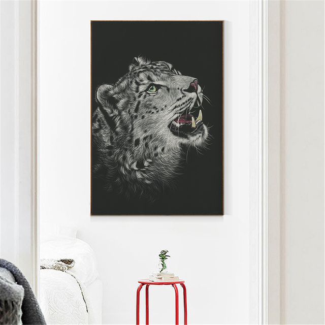 Plakat ściany z nadrukiem zwierząt - Płótno artystyczne kot, nosorożec, zebra, lew, słoń - Wianko - 8