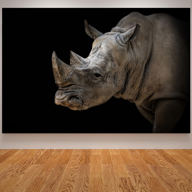 Plakat ściany z nadrukiem zwierząt - Płótno artystyczne kot, nosorożec, zebra, lew, słoń - Wianko - 7