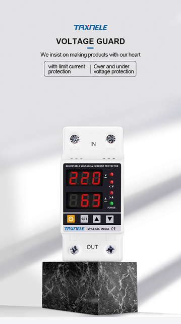 Regulowany cyfrowy przekaźnik nadnapięciowy ogranicznik przepięć zabezpieczenie nadprądowe na szynę Din 40A 63A 230V - Wianko - 12