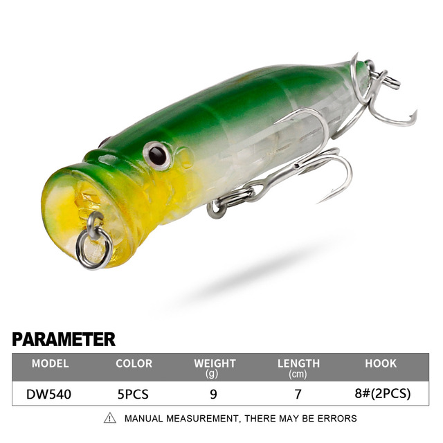 Słonowodne przynęty SHILIHUI 8 # Fishing Lure Poppers - sztuczne przynęty o długości 7cm i wadze 9g, idealne do wędkarstwa. TopWater sprzęt wędkarski Peche Fishing Whopper - Wianko - 14