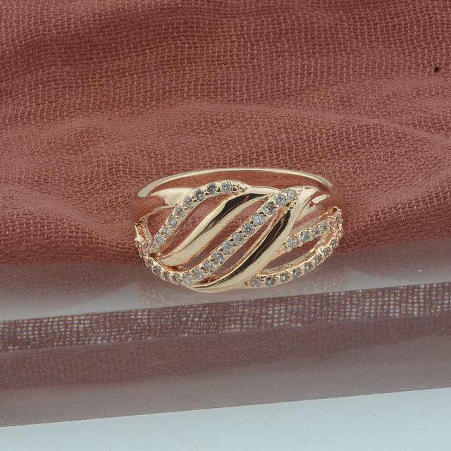Pierścionek ślubny z kryształem FJ o rozmiarze 11 mm, wykonany z 585 różowego złota, tkany w stylu Chic, dostępny w rozmiarach 7-11 - Wianko - 3