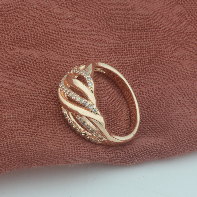 Pierścionek ślubny z kryształem FJ o rozmiarze 11 mm, wykonany z 585 różowego złota, tkany w stylu Chic, dostępny w rozmiarach 7-11 - Wianko - 2