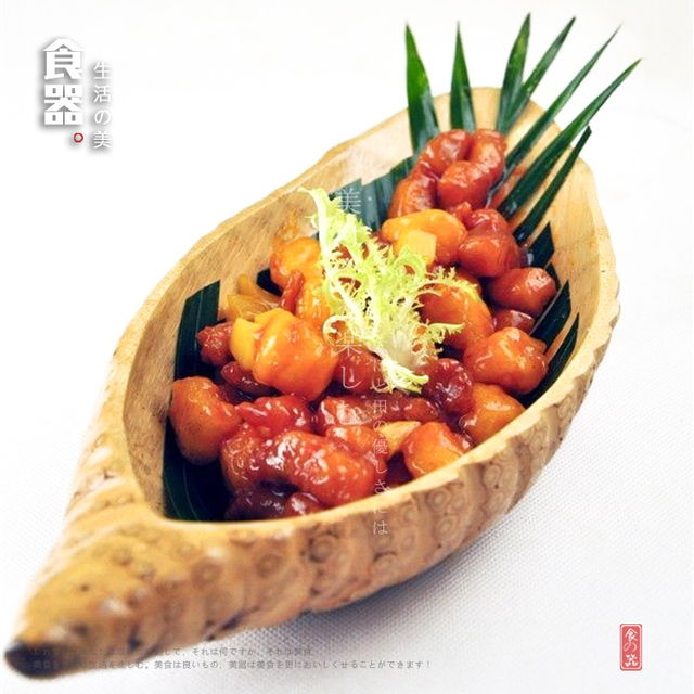 Japoński korzeń bambusa obiad talerz na owoce sushi - koncepcja artystyczna dania - zastawa stołowa - Wianko - 10