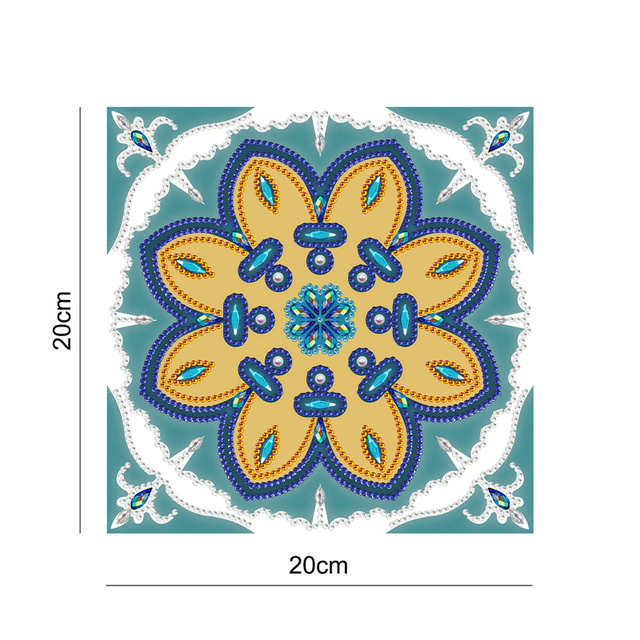 Diamentowa tapeta DIY o specjalnym kształcie - mandala mozaika z haftem na tle telewizora - Wianko - 6