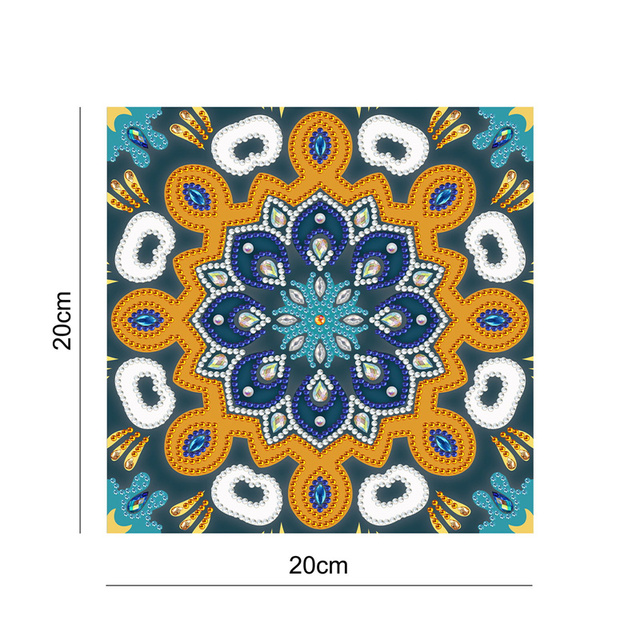 Diamentowa tapeta DIY o specjalnym kształcie - mandala mozaika z haftem na tle telewizora - Wianko - 3