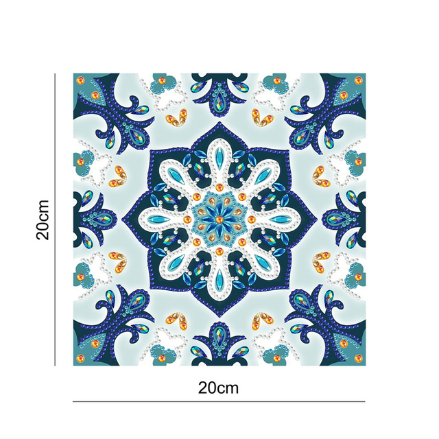 Diamentowa tapeta DIY o specjalnym kształcie - mandala mozaika z haftem na tle telewizora - Wianko - 2