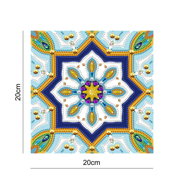 Diamentowa tapeta DIY o specjalnym kształcie - mandala mozaika z haftem na tle telewizora - Wianko - 7
