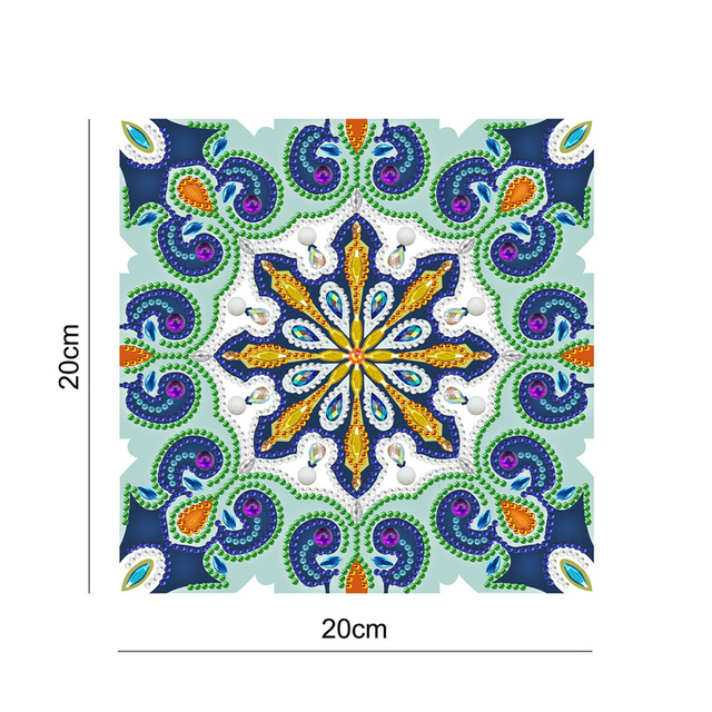 Diamentowa tapeta DIY o specjalnym kształcie - mandala mozaika z haftem na tle telewizora - Wianko - 5