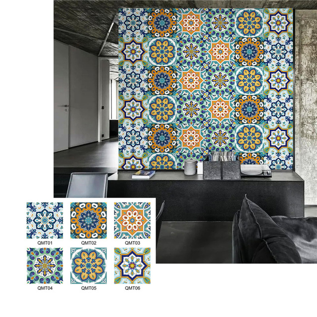 Diamentowa tapeta DIY o specjalnym kształcie - mandala mozaika z haftem na tle telewizora - Wianko - 11