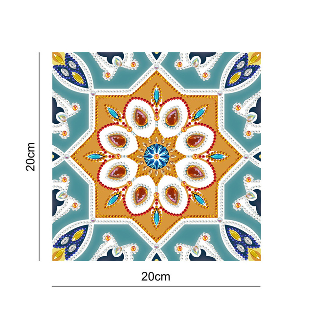 Diamentowa tapeta DIY o specjalnym kształcie - mandala mozaika z haftem na tle telewizora - Wianko - 4